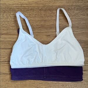 BLUSH Cotton Bralette Set S+ Small Plus Full Bust Wireless Bra Set White Purple